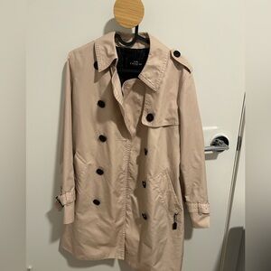 Coach Beige Double-Breasted Trench Coat with Black Buttons